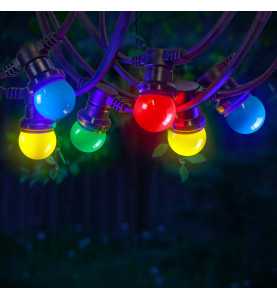Guirlande guinguette LED B22 20 ampoules multicolore 10m + Câble d'alimentation