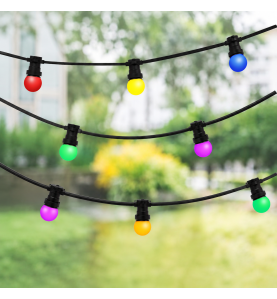 Guirlande guinguette LED B22 20 ampoules multi 10m + Câble d'alim