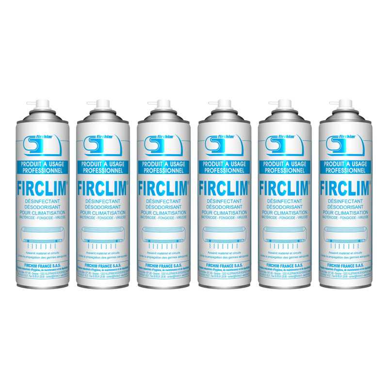 Firclim - 6 sprays anti-bactérien, nettoyant, aérosol pour clim - 500ml
