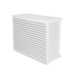 cache clim aluminium blanc L habillage unité extérieure climatisation pompe à chaleur