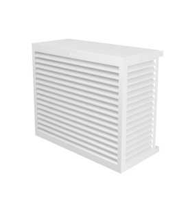 cache clim aluminium blanc L habillage unité extérieure climatisation pompe à chaleur