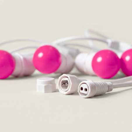 Rêvenergie | GUIRLANDE GUINGUETTE ROSE 10 METRES 20 DOUILLES B22 CÂBLE BLANC